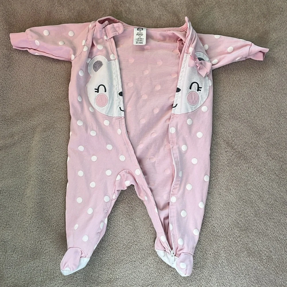 🩷2 for 10$🩷 Gerber Organic Cotton Baby Girl Sleeper, Size 0-3 Months - Picture 7 of 8